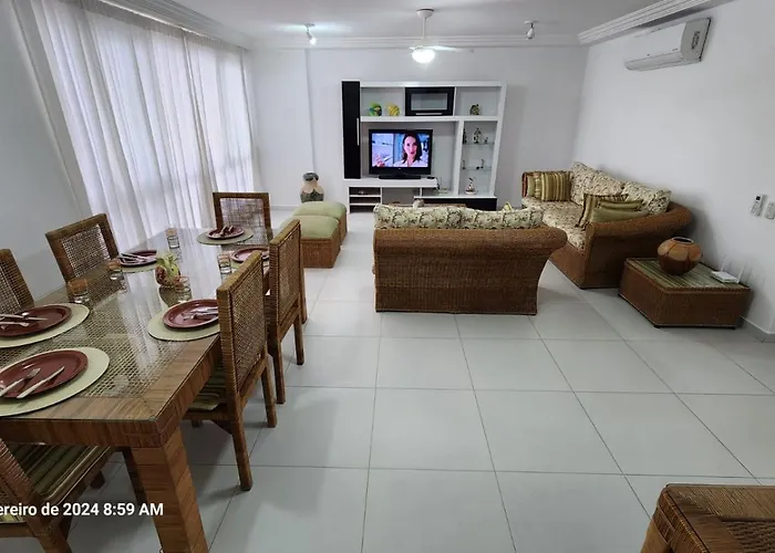 Apartamento Pe Na Areia Guaruja 3 Quartos 3 Banheiros Sala Cozinha Equipada